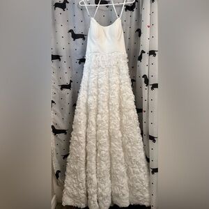 Elegant White Floral Textured Dress